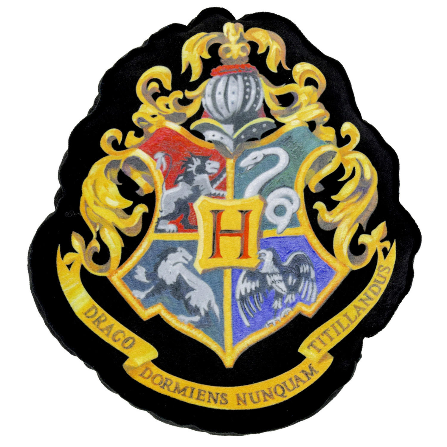 KINDERKISSEN Harry Potter Hogwarts Wappen Schwarz 37 x 32 x 5 cm - Multicolor, Textil (37/32cm) - United Labels