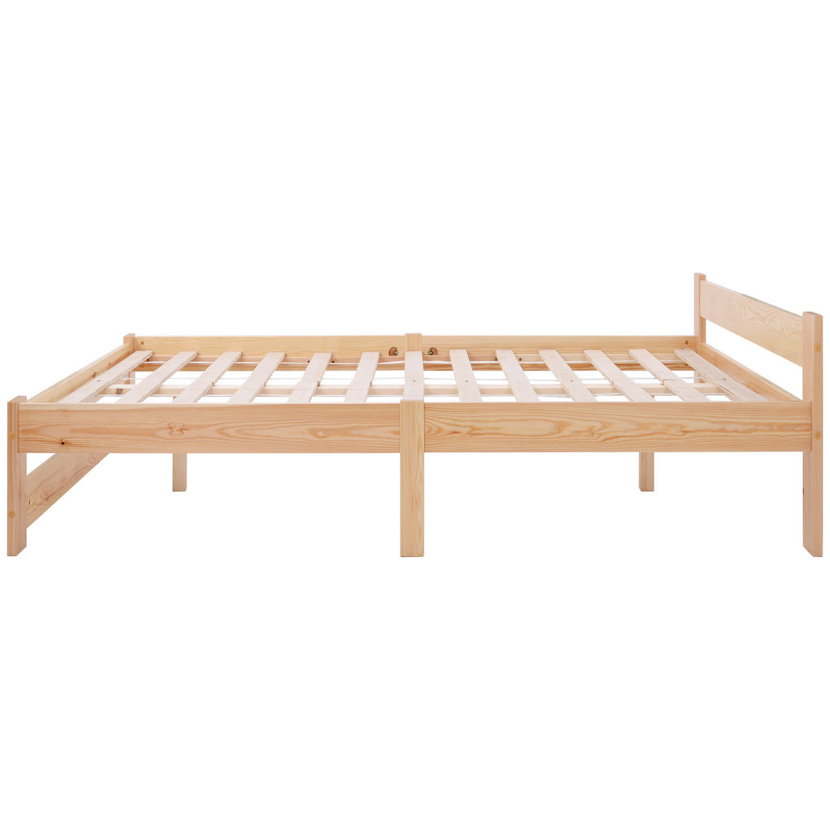 BETT 140/200 cm in Natur mit Kopfteil und integriertem Lattenrost - Naturfarben, Holzwerkstoff (140/200cm) - STILVORA