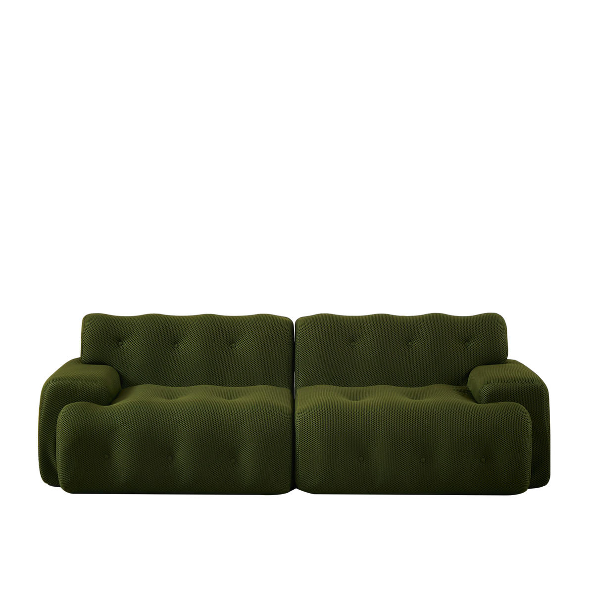 2-SITZER-SOFA aus Stoff 224x104x66 cm Grün mit breiten Armlehnen und montagefreiem Design - Grün, Textil (224/66/104cm) - Modfu