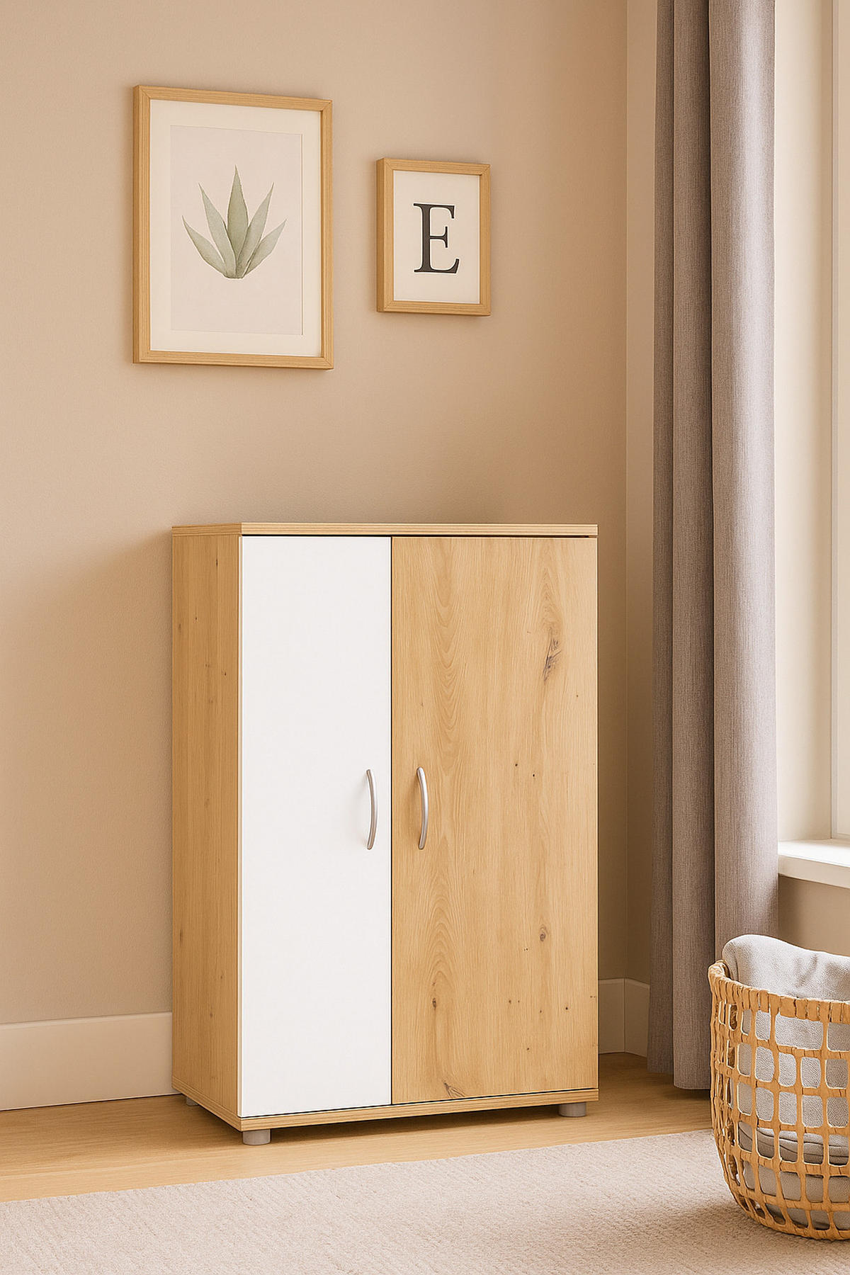 MEHRZWECKSCHRANK 70/121/35 cm Weiß Artisan Oak - Silberfarben/Eiche Artisan, Holzwerkstoff/Kunststoff (70/121/35cm) - arthur berndt