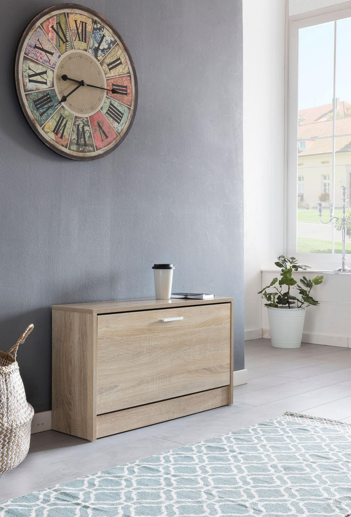 SCHUHKIPPER aus Holz in Beige mit Ablage und 1 Fach, 80x24x47 cm - Beige/Braun, Holz (80/47/24cm) - KADIMA DESIGN