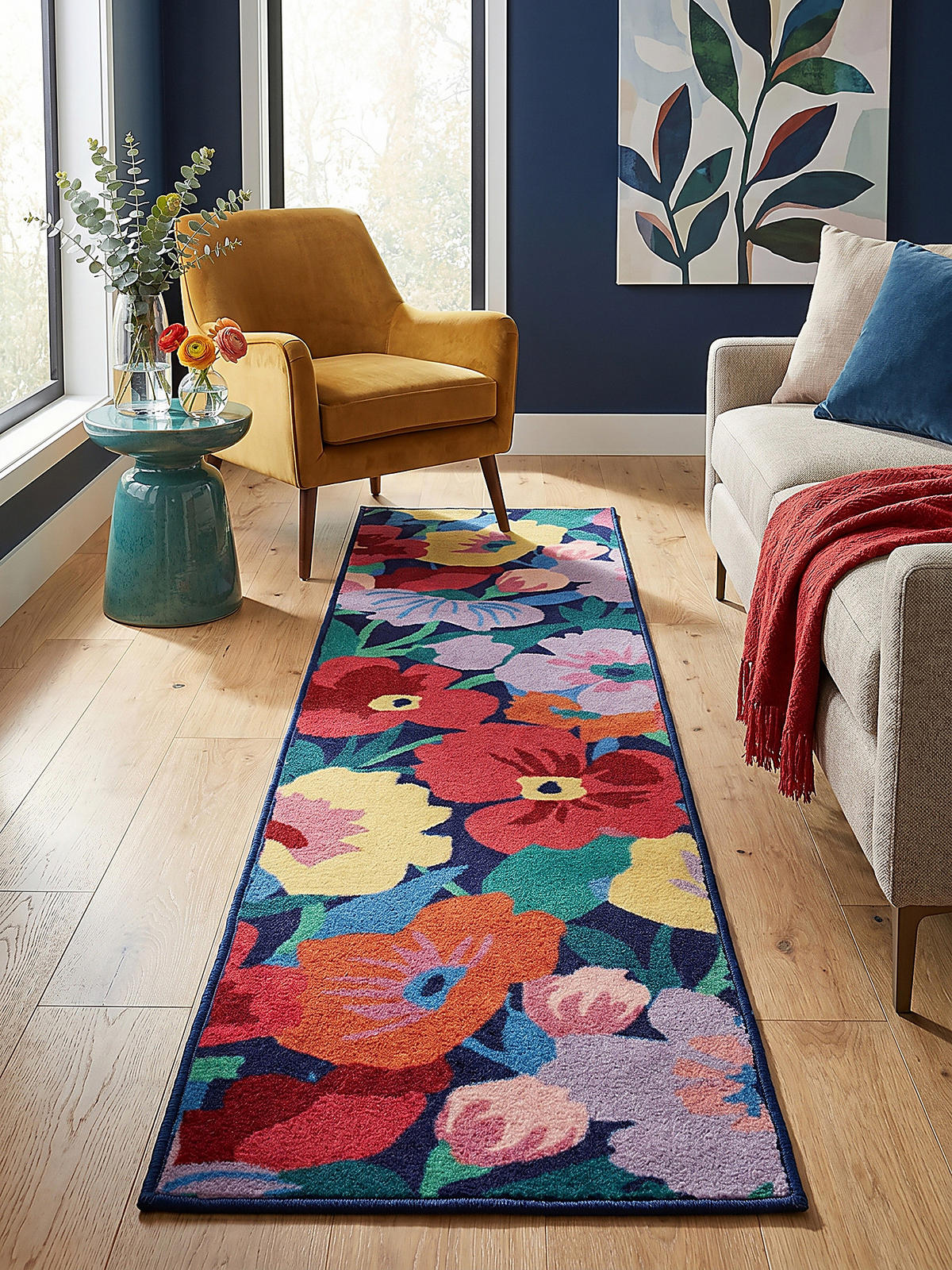 WOLLTEPPICH DAHLIA, floral, Bunt, 80 x 300 cm - Multicolor, Textil (80/300cm) - KADIMA DESIGN