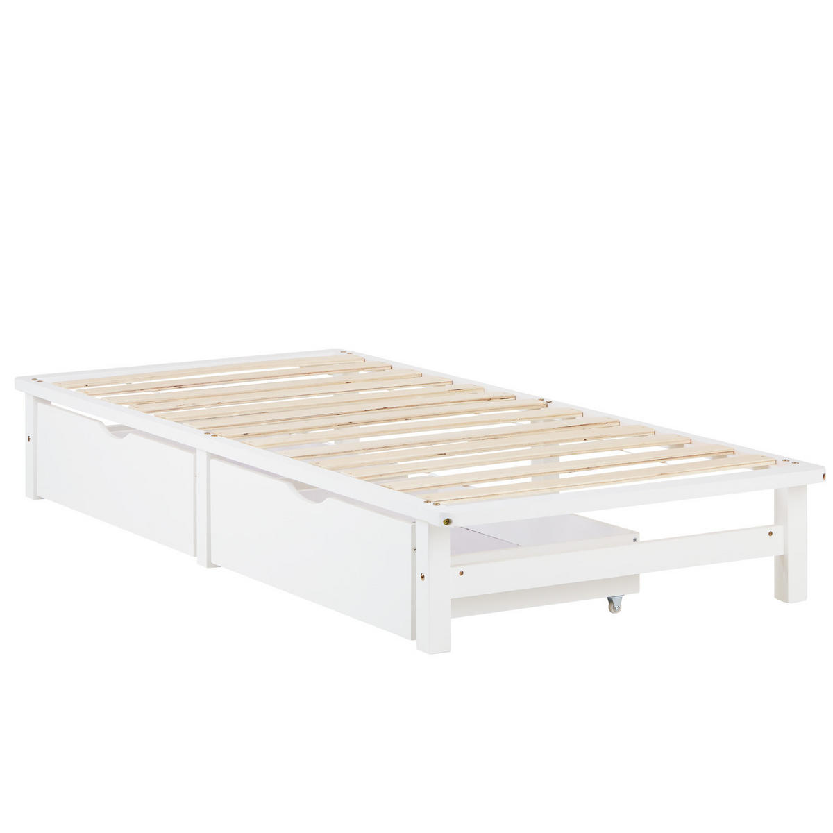 HOLZBETT mit Stauraum 90/200 cm weiß - Weiß, Holz (90/200cm) - Homestyle4u