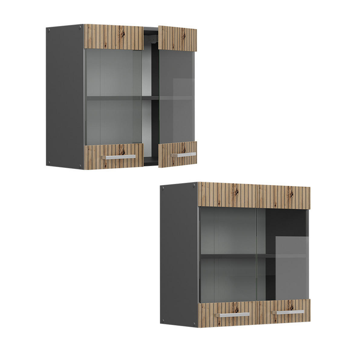 KÜCHENGLASSCHRANK R-Line Artisan-Eiche 60 cm - Anthrazit/Eiche Artisan, Holzwerkstoff (60/60/31cm) - Vicco