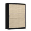 SCHIEBETÜRENSCHRANK - Lara 06 - Schwarz + Sonoma - Schwarz/Sonoma Eiche, Holzwerkstoff/Metall (150/200/61cm) - Möblo