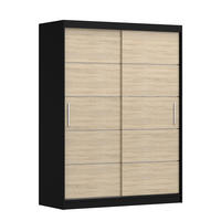 SCHIEBETÜRENSCHRANK - Lara 06 - Schwarz + Sonoma - Schwarz/Sonoma Eiche, Holzwerkstoff/Metall (150/200/61cm) - Möblo