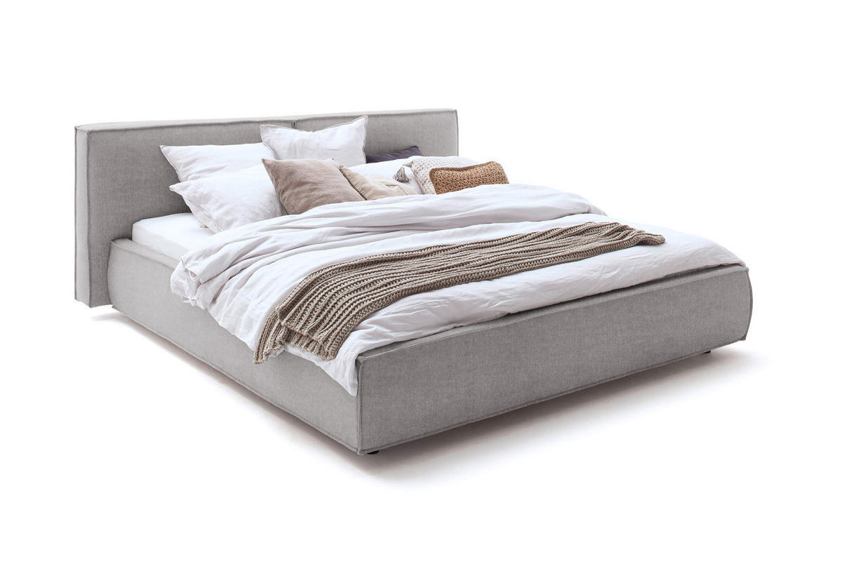 POLSTERBETT CARLO Grau Massivholz - Grau, Textil (200/200cm) - KAWOLA