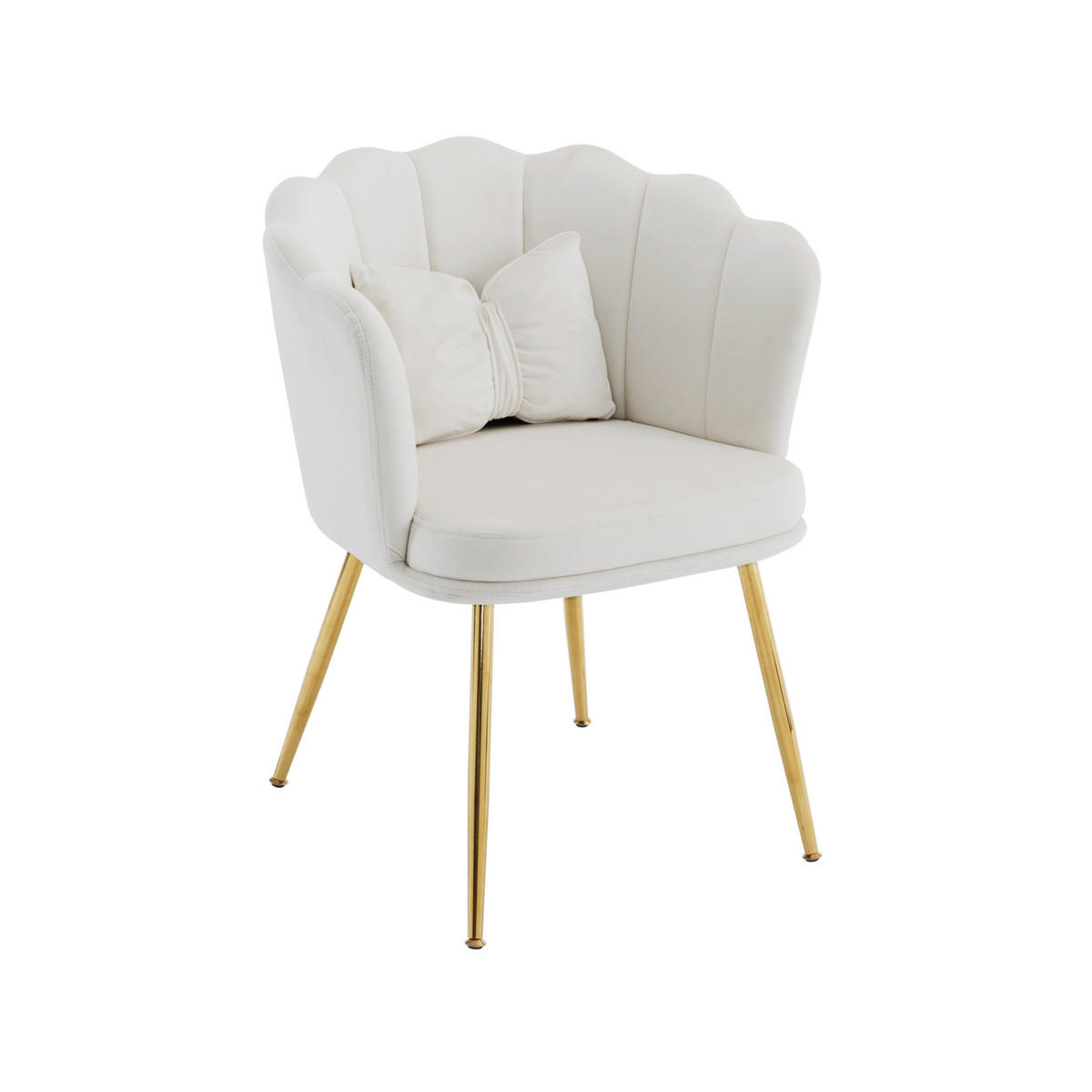 SESSEL 68x78x94.5 cm in Beige, Samt mit Blütenblatt-Rückenlehne, Metallbeine - Beige, Textil (58/77/63cm) - Modfu