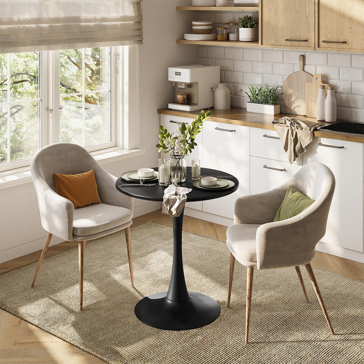 MATBORD Carl Svart 70 x 70 cm - Svart, Träbaserade material (70/70/73cm) - Vicco