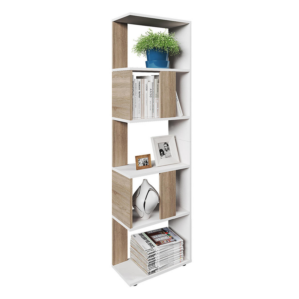 RAUMTEILER Sonoma/Weiß 45 x 162.6 cm - Weiß/Sonoma Eiche, Holzwerkstoff (45/162.6/23.6cm) - Vicco