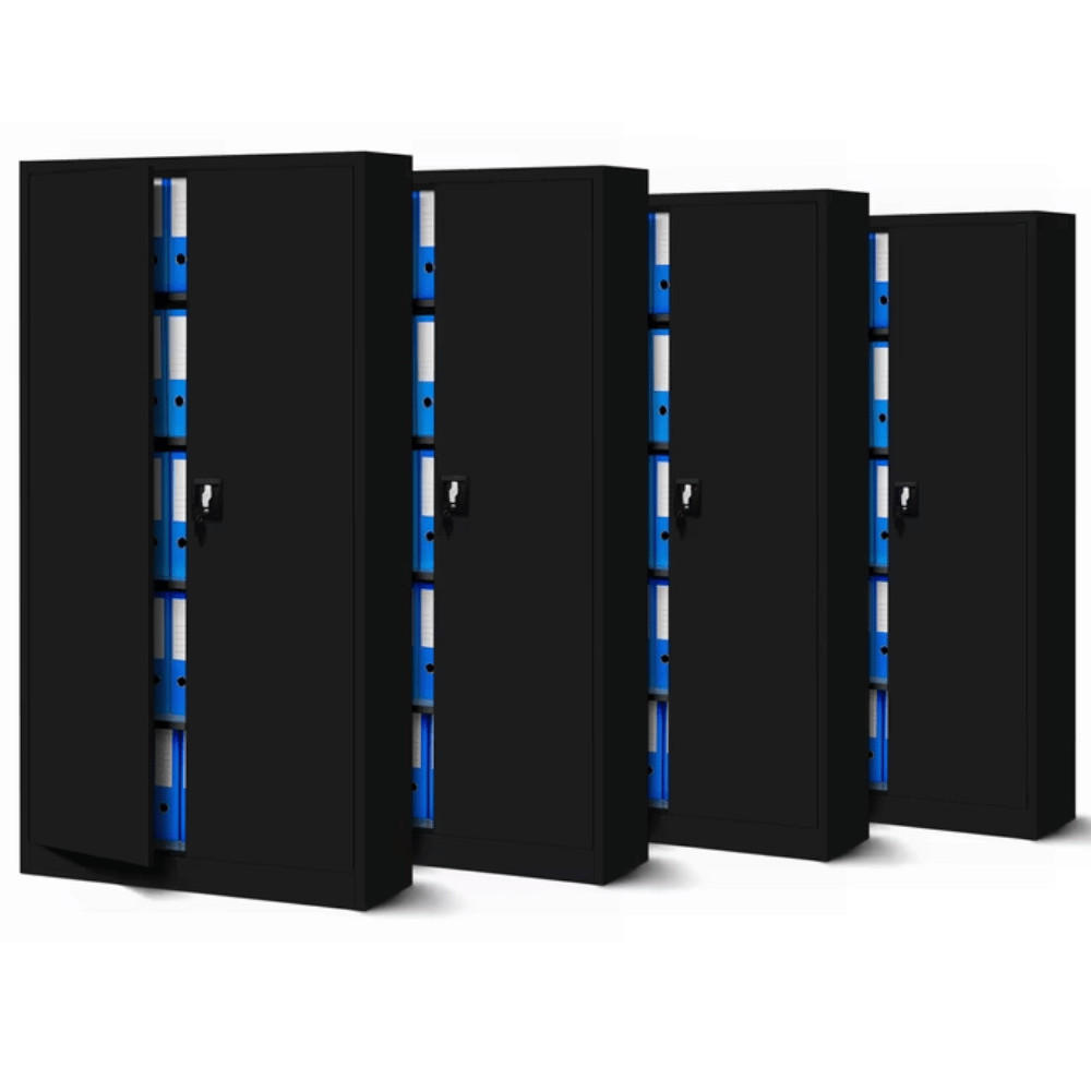 AKTENSCHRANK abschließbar 4er Set JAN 195x90x40cm Schwarz - Schwarz, Metall (90/195/40cm) - Jan Nowak