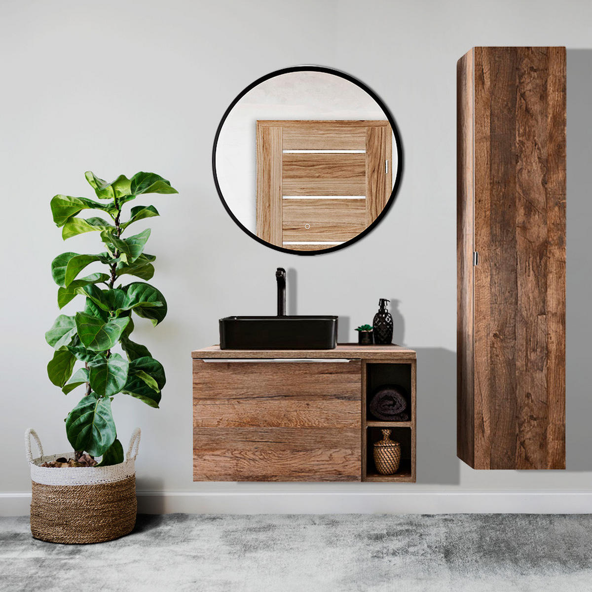 BADMÖBEL-SET 6-TLG. Puebla-56 - Braun, Holzwerkstoff (130/200/46cm) - Lomado