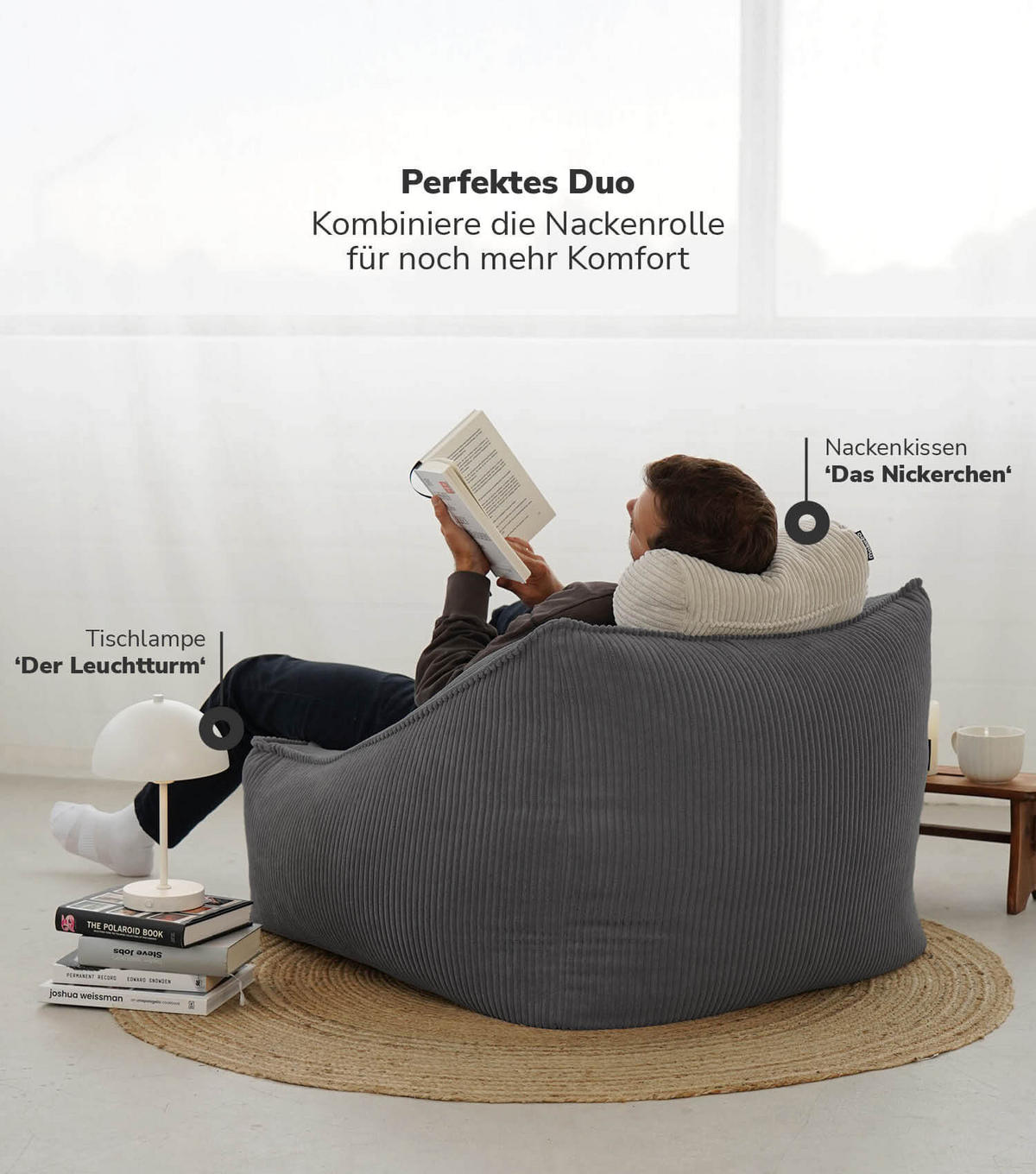 SITZSACK Cord Der Lümmel - Anthrazit, Textil (73/60/83cm) - Mokebo