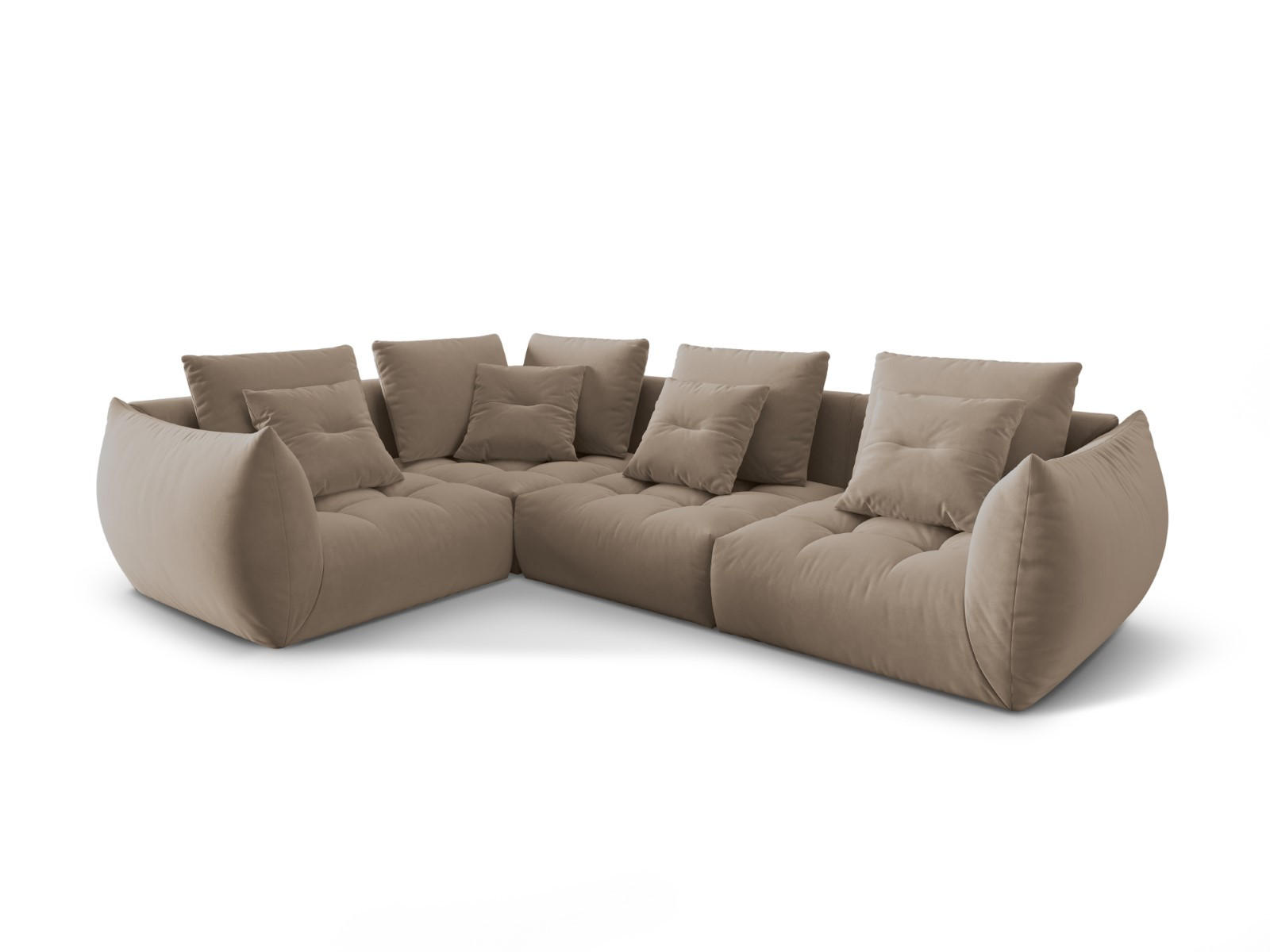 ECKSOFA modular links Bloom aus Samt hellbraun 3 Sitzplätze - Hellbraun, Textil (216/316cm) - Micadoni