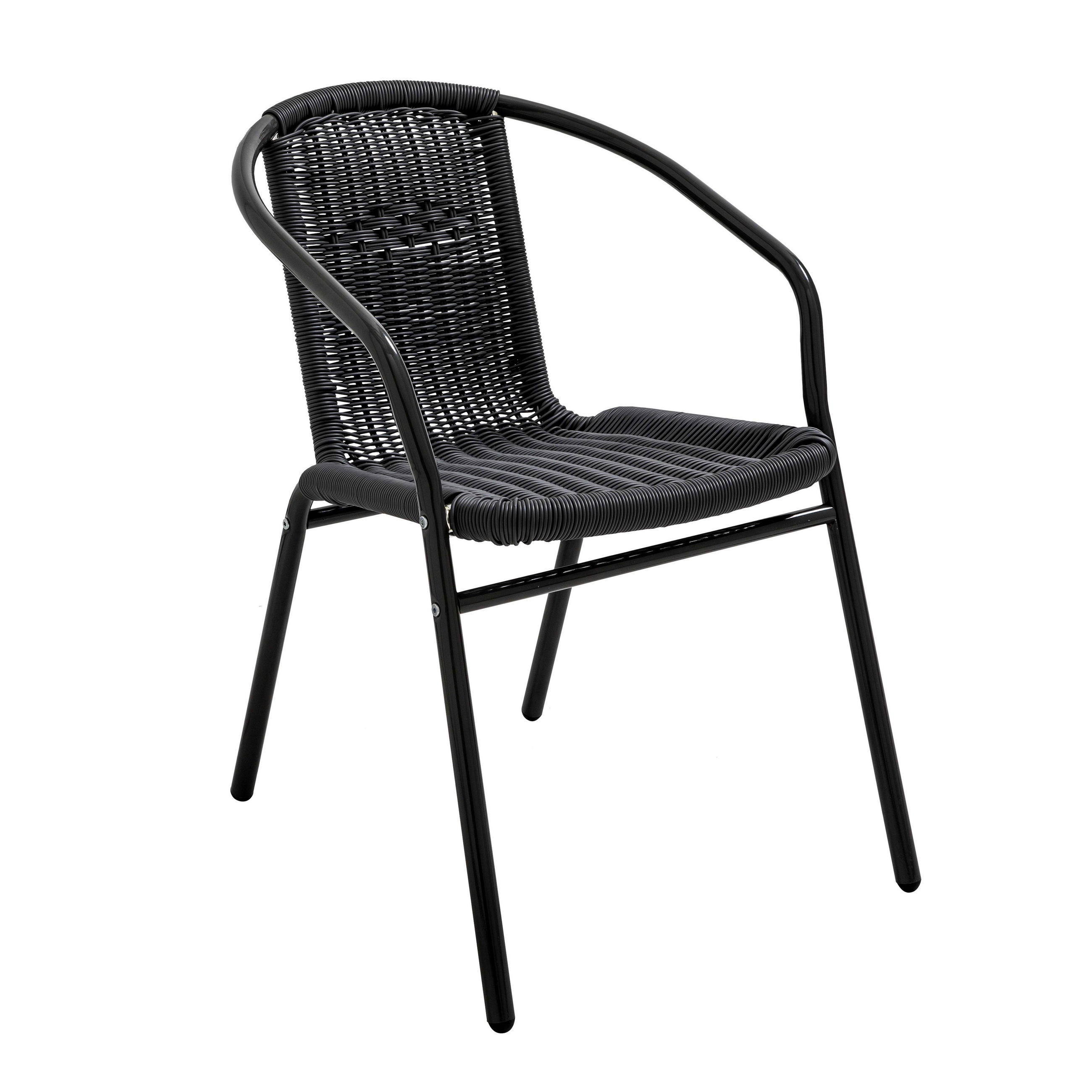 TERRASSENSTUHL, Schwarz - Schwarz, Holz (51/72/60cm) - Oviala