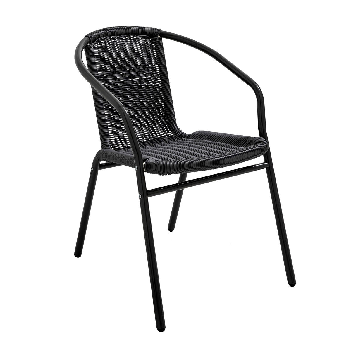TERRASSENSTUHL, Schwarz - Schwarz, Holz (51/72/60cm) - Oviala