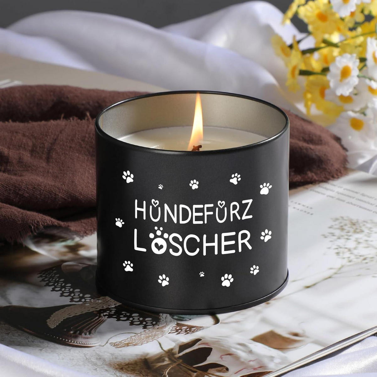 DUFTKERZE Hundefurz Löscher Schwarz - Schwarz, Paraffin (7.5cm)