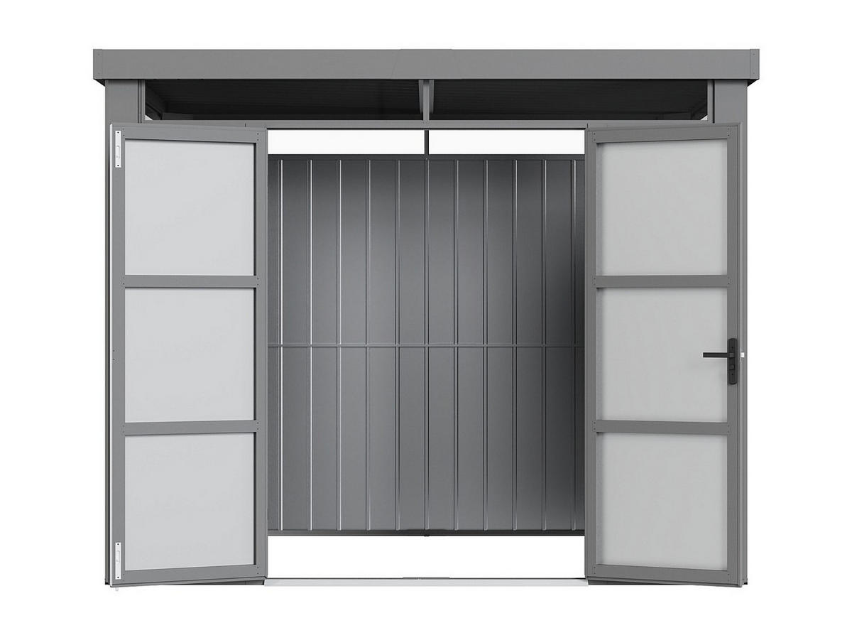 SCHREBERGARTENHAUS - 275 cm x 211 cm - metall - grau Merano - Grau, Metall (275/211/211cm) - Vente-Unique