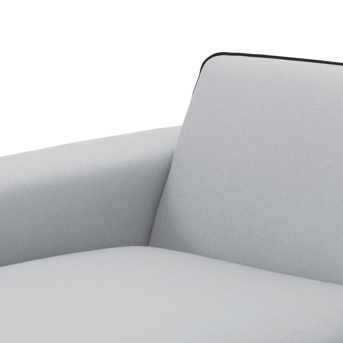 ECKSOFA mit Longchair - Webstoff - Hellgrau/Schwarz, Textil (285/168cm) - home24