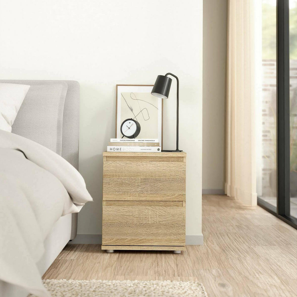 NACHTTISCH Eiche 34/40.2/48.2 cm - Braun, Holzwerkstoff (40/48/34cm) - DMORA