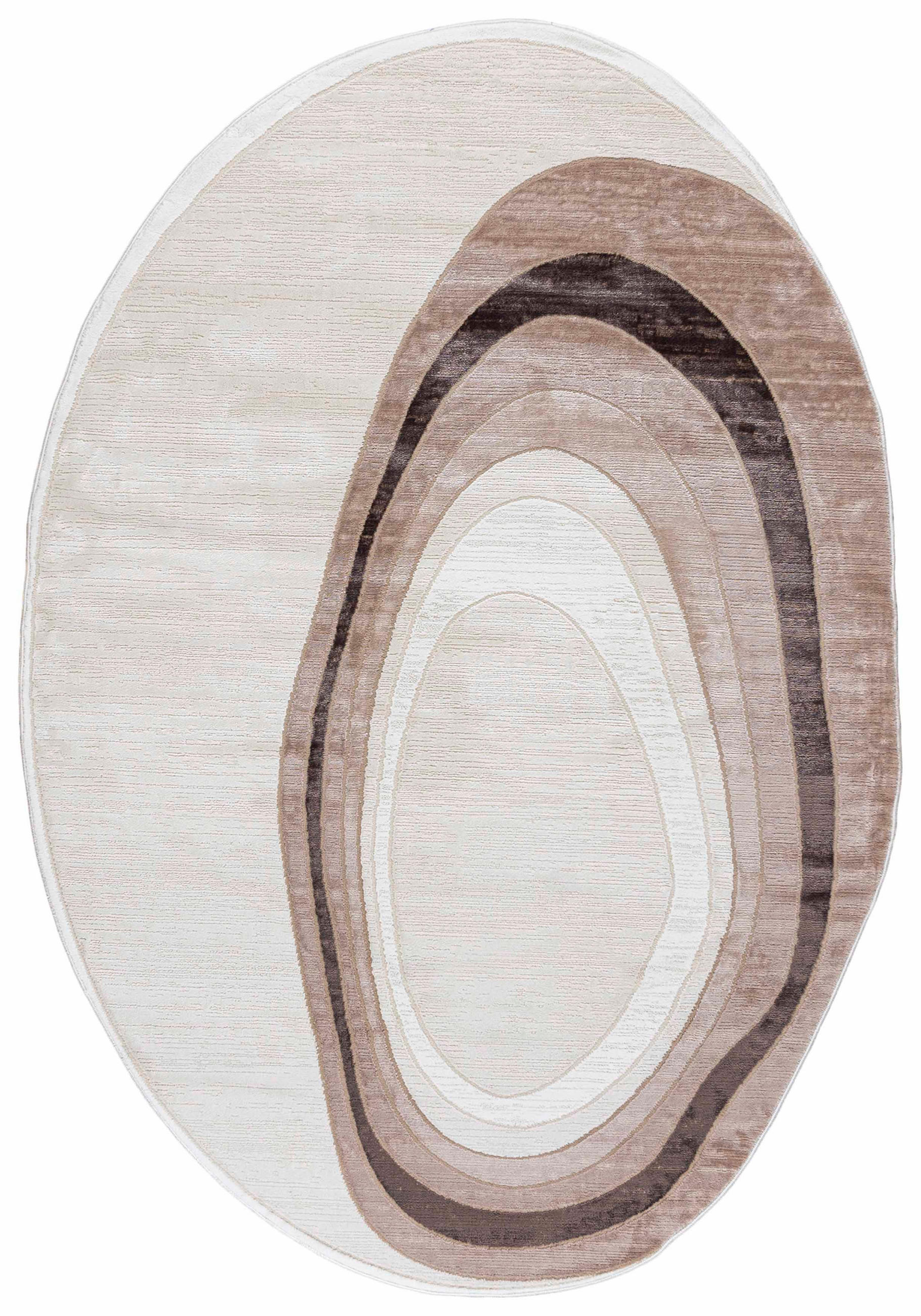 TEPPICH Beige Abstrakt - Kurzflor Unregelmäßig Unregelmäßige Form - Creme - 120 x 170 cm - Hellbraun, Textil (120/170cm) - Mazovia