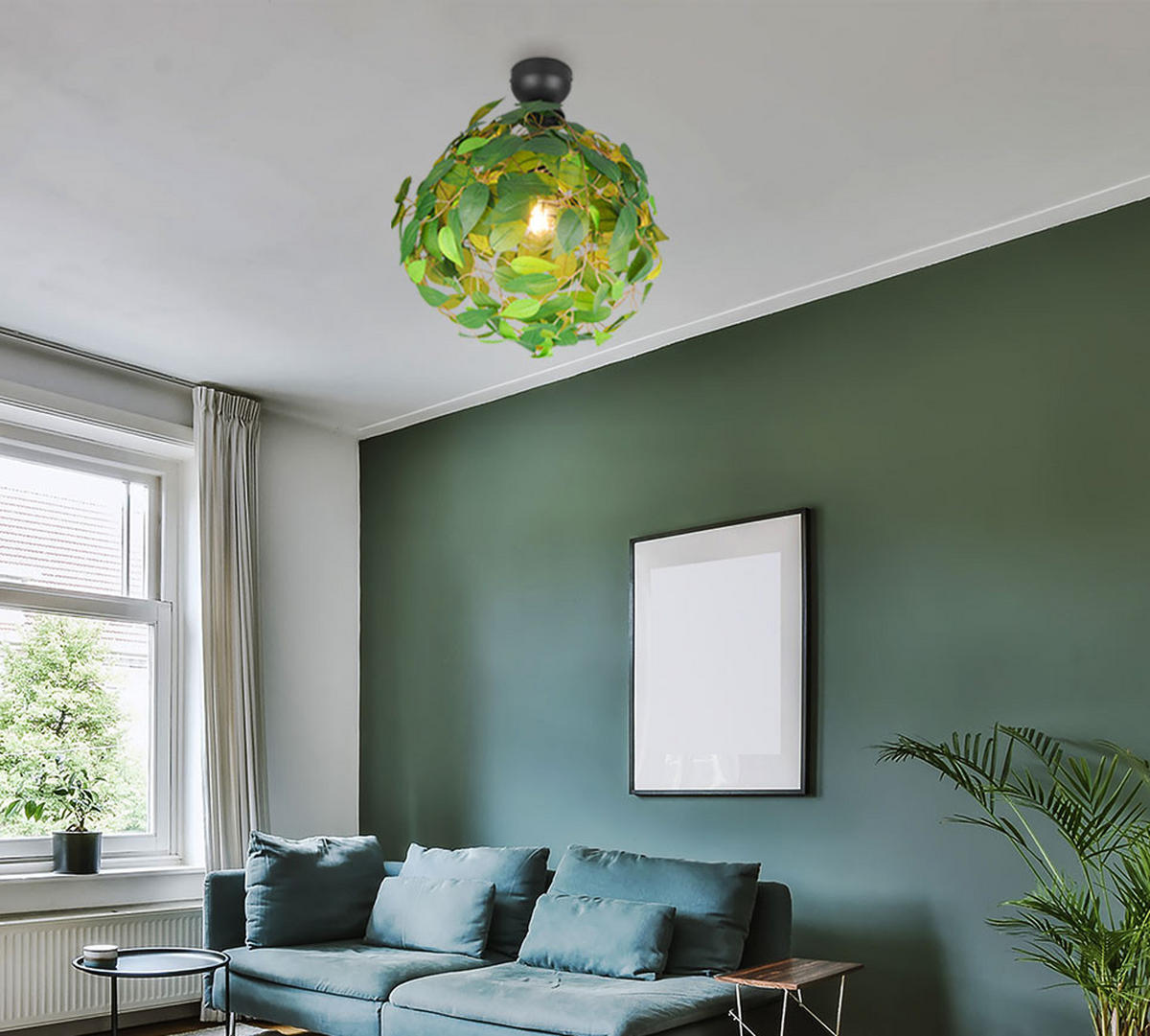 DECKENLEUCHTE Leavy Grün - Grün, Metall (38/38/58cm)