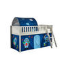 KINDERBETT Karyl 208x114x135 Massivholz Weiß Textilset Astro 2 - Blau/Weiß, Holz (90/200cm) - 58aufmkessel
