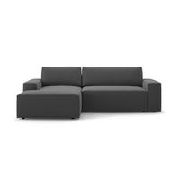 ECKSOFA ausklappbar links mit Container Jodie aus Samt grau 3 Sitzplätze - Grau, Textil (246/151cm) - Micadoni