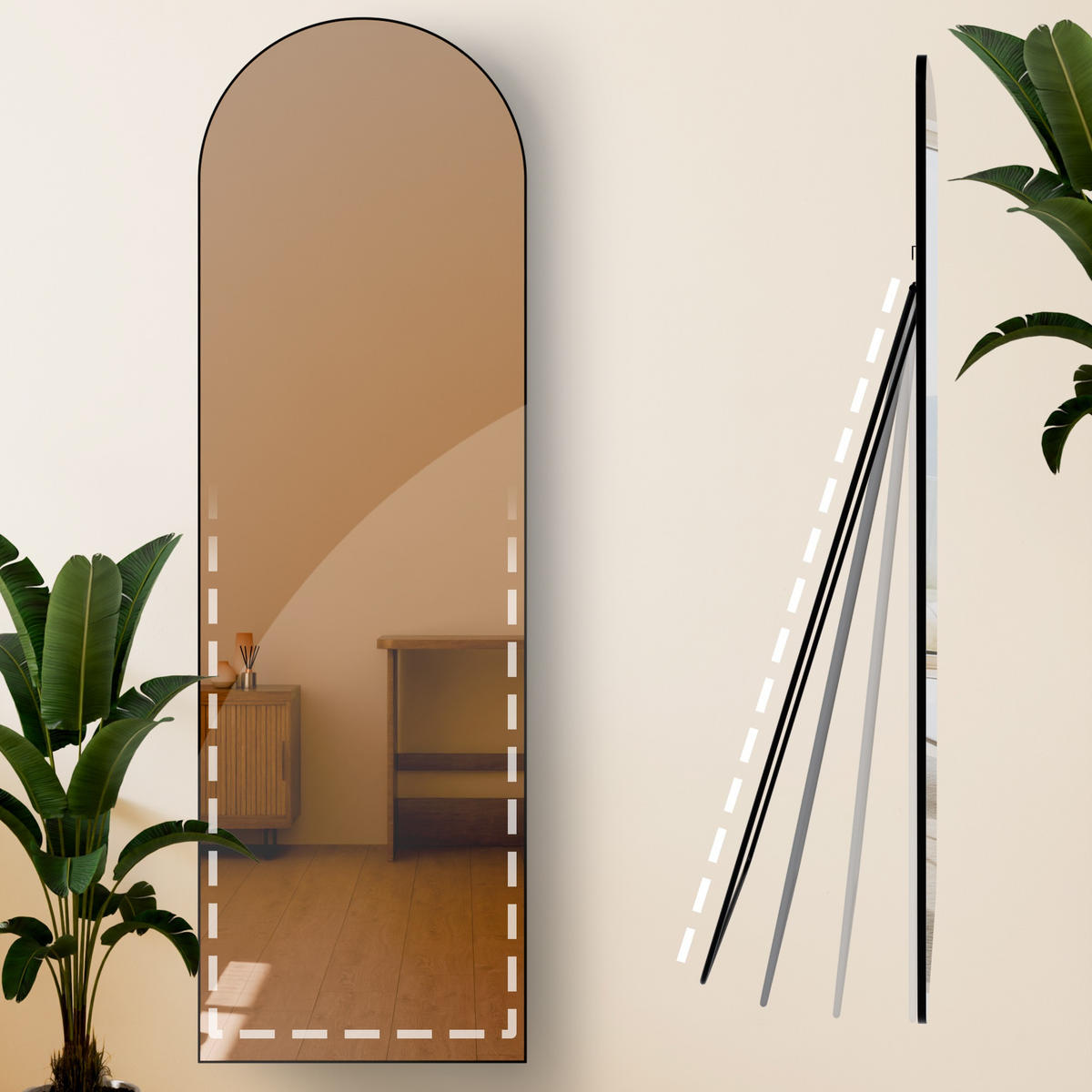 STANDSPIEGEL Malaga Glas Schwarz-matt Ganzkörperspiegel - Schwarz, Glas (50/160/3cm) - DELUKE