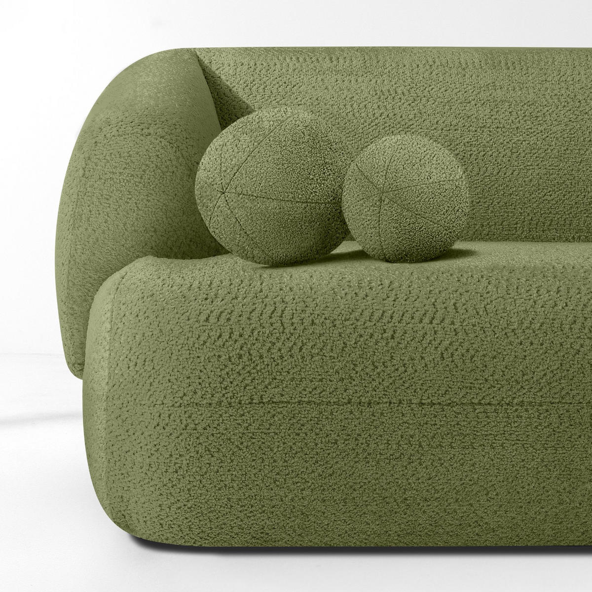 EINZELSOFA VIRA, Oliv, Chenille - Schwarz/Olivgrün, Holz/Holzwerkstoff (210/84/100cm) - KONSIMO®
