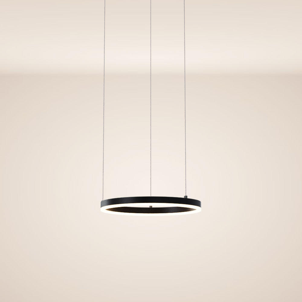 LED-HÄNGELEUCHTE Ring Direkt/Indirekt 5m Schwarz Ø 40cm - Schwarz, Metall (40/40/3.3cm) - s.luce