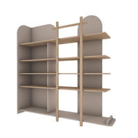 KNIHOVNA Bloom Béžová a dřevo - hnědá, kompozitní dřevo (162/160/35cm) - Petits-meubles
