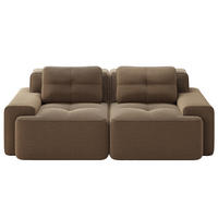 2-SITZER SOFA cord braun modular & extratiefer sitz - Walnussfarben, Textil (204/69/104cm) - Urban Meuble