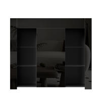 SIDEBOARD Schwarz, Hochglanzfront, Glasregale, kompakter Stauraum - Schwarz, Holz (95/83/35cm)