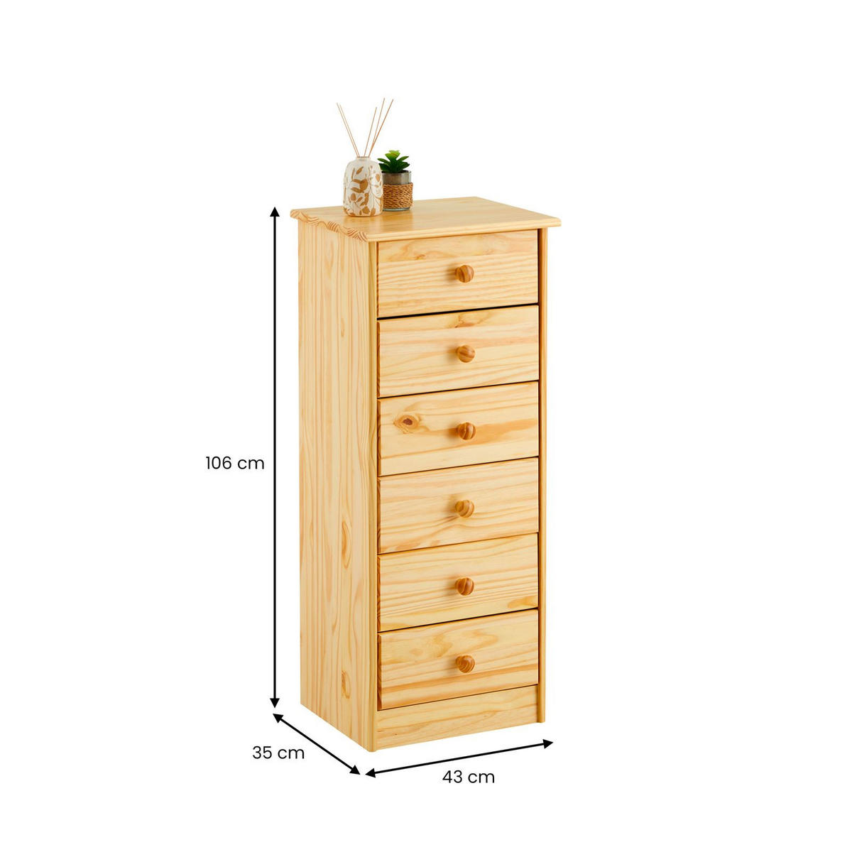 KOMMODE RONDO natur - Naturfarben, Holz (43/106/35cm) - IDIMEX
