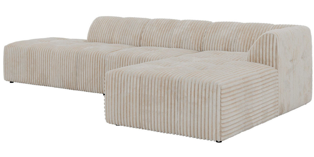 ECKSOFA GRIDA 3M L Beige Cord - Rechts - Beige/Creme, Kunststoff/Textil (176/335cm) - MKS
