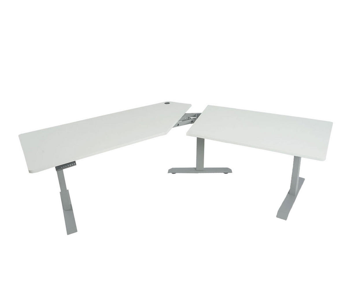 SCHREIBTISCH rechteckig Weiß, Grau - Weiß/Grau, Metall (75/257/121cm) - Jamb