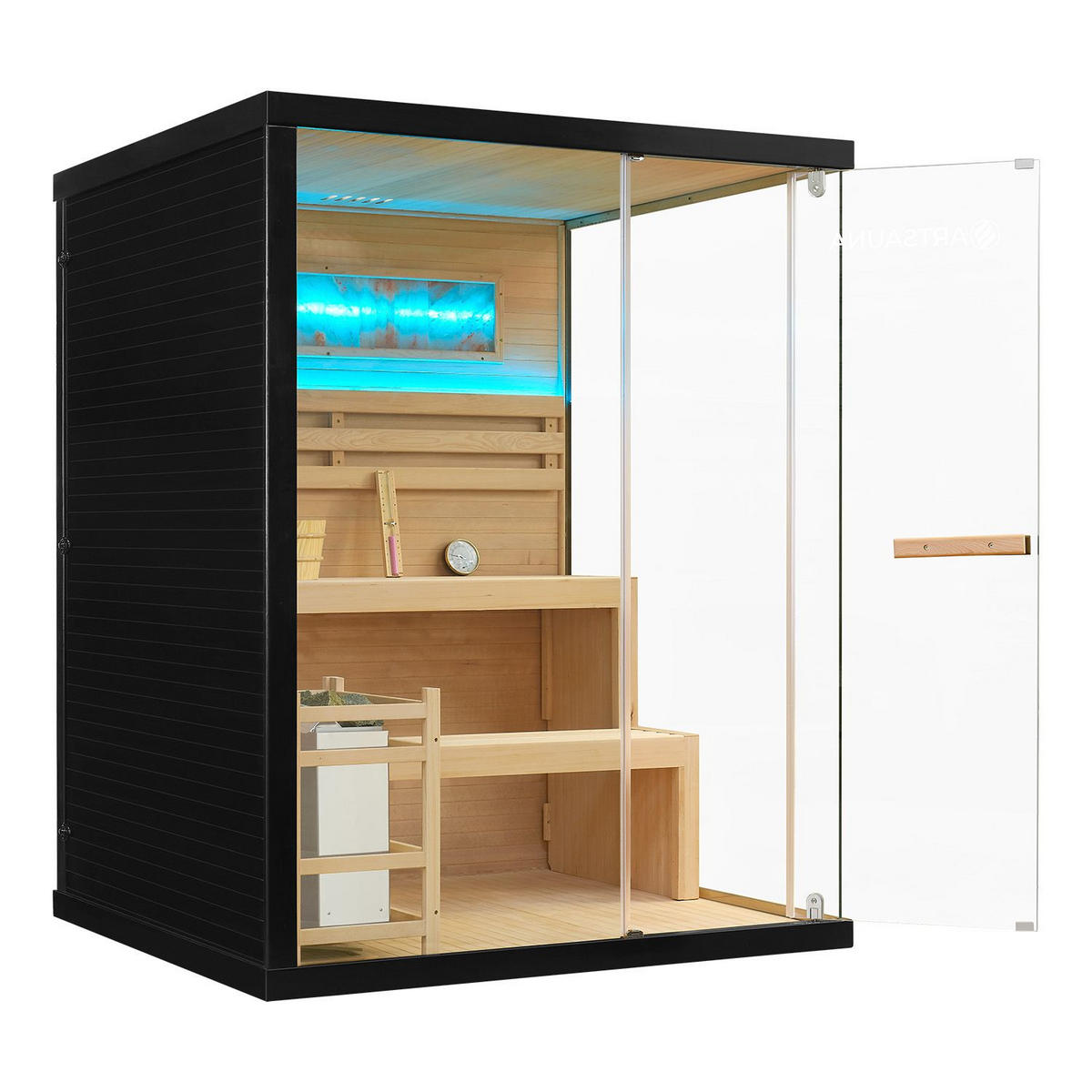 SAUNA Vantaa 150 x 140 cm mit 4,5 kW Saunaofen - Naturfarben, Holz (140/190/150cm) - Artsauna