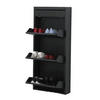 SCHUHSCHRANK schmal Metall mit Magnet 3 Plus Klappen Schwarz - Schwarz, Metall (50/114/15cm) - Gowoll
