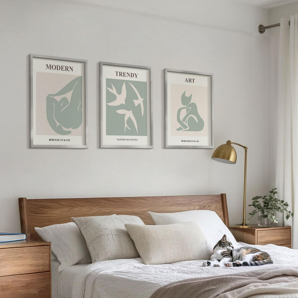 WANDBILDER 3er Set - 40x60 cm Silberner Rahmen - Matisse abstrakte Figuren - Silberfarben, Kunststoff (40/60cm) - ArtPrintCave