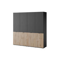 DREHTÜRENSCHRANK ATELIO 202/200/51 cm Modern Kleiderschrank 4-türig Schwarz - Schwarz, Holzwerkstoff (202/200/51cm) - MASSENO