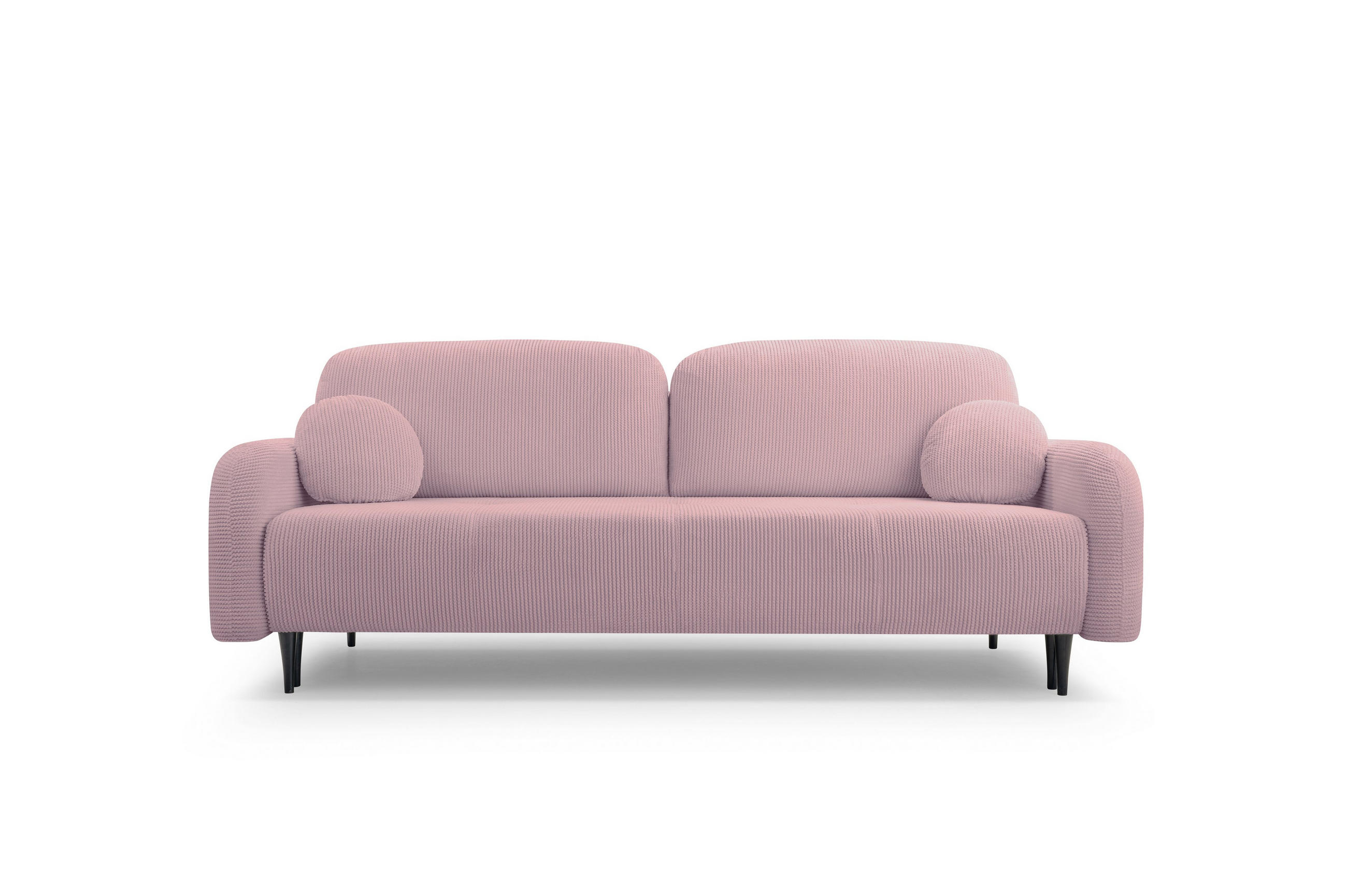 BETTSOFA VIVO Rosa Geflochtener Stoff mit Schlaffunktion - Rosa, Holz (230/95/102cm) - MASSENO