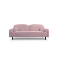 BETTSOFA VIVO Rosa Geflochtener Stoff mit Schlaffunktion - Rosa, Holz (230/95/102cm) - MASSENO