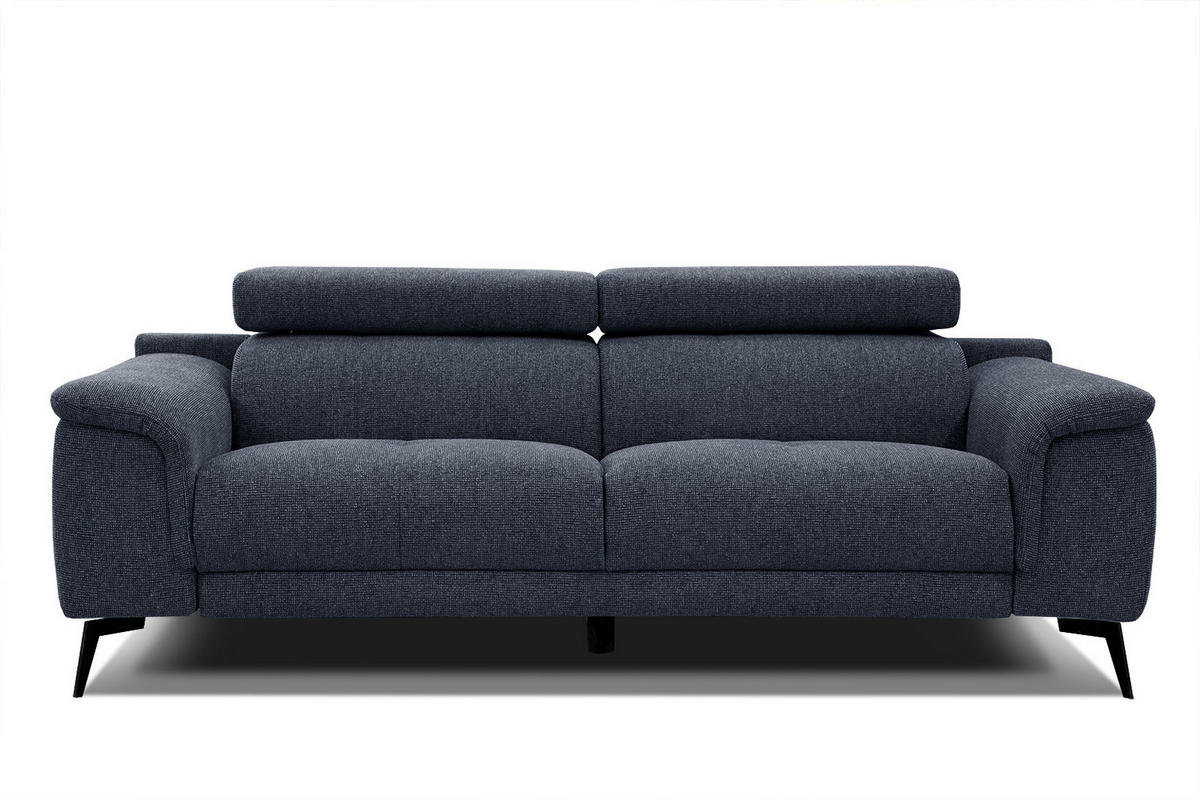 SOFA FIERO 3-Sitzer, dunkelblau - Schwarz/Dunkelblau, Holzwerkstoff/Textil (212/82/103cm) - Courtois Laville