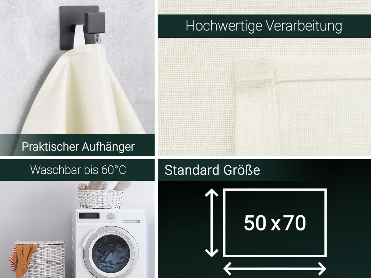 GESCHIRRTÜCHER, 4er-Set, 50x70 cm, 50% Baumwolle, 50% Leinen, Weiß - Creme, Textil (50/70cm) - Zollner