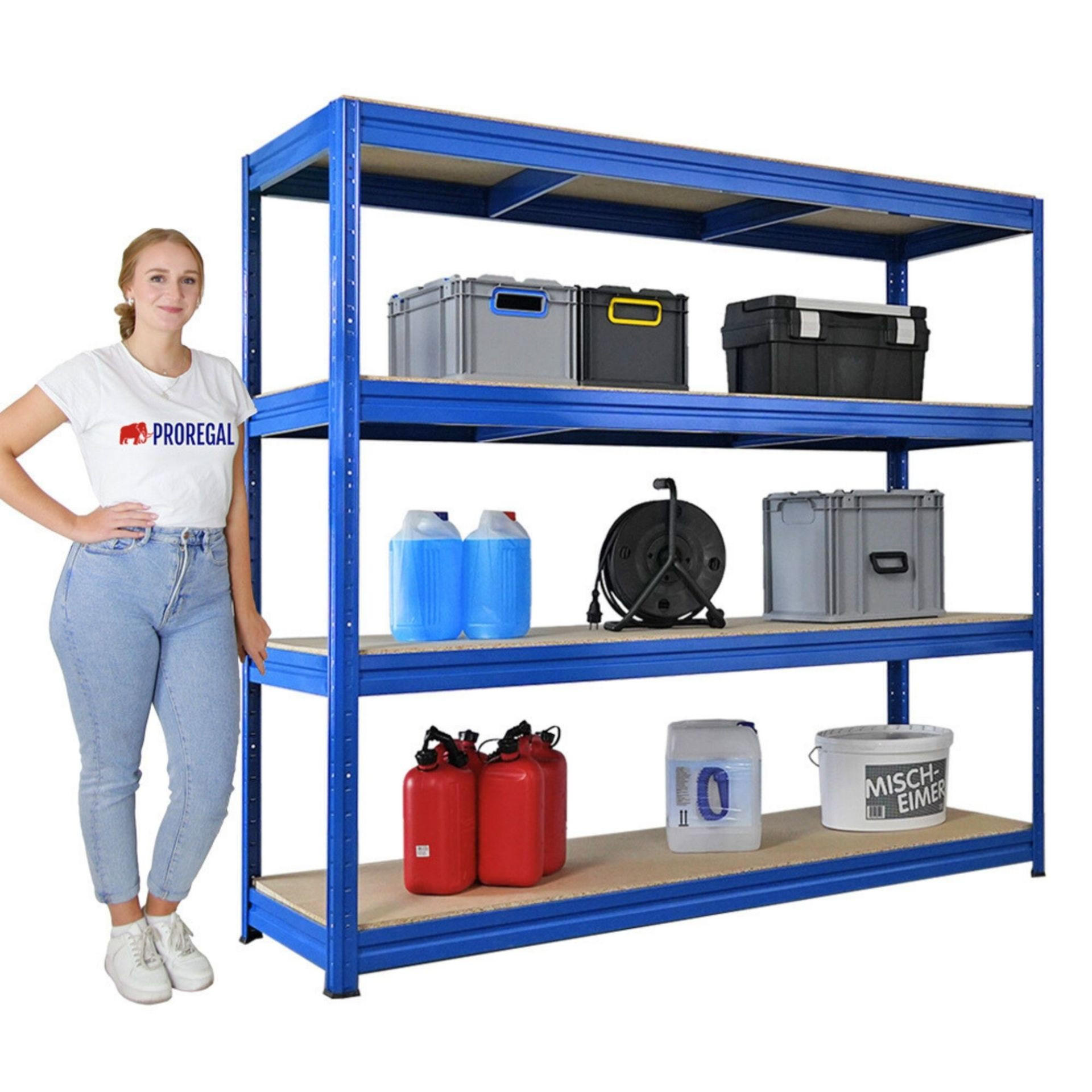 SCHWERLASTREGAL Dino 180x200x60cm Spanplatten-Ebenen Blau - Blau, Metall (200/180/60cm) - PROREGAL