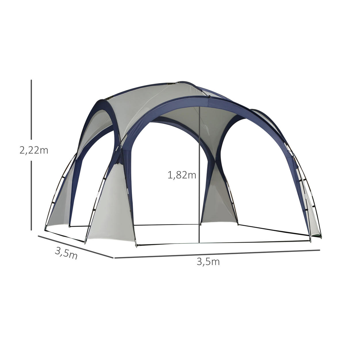 GARTENZELT Cremeweiß, Polyester, Glasfaser - Creme, Kunststoff (350/350cm) - Outsunny
