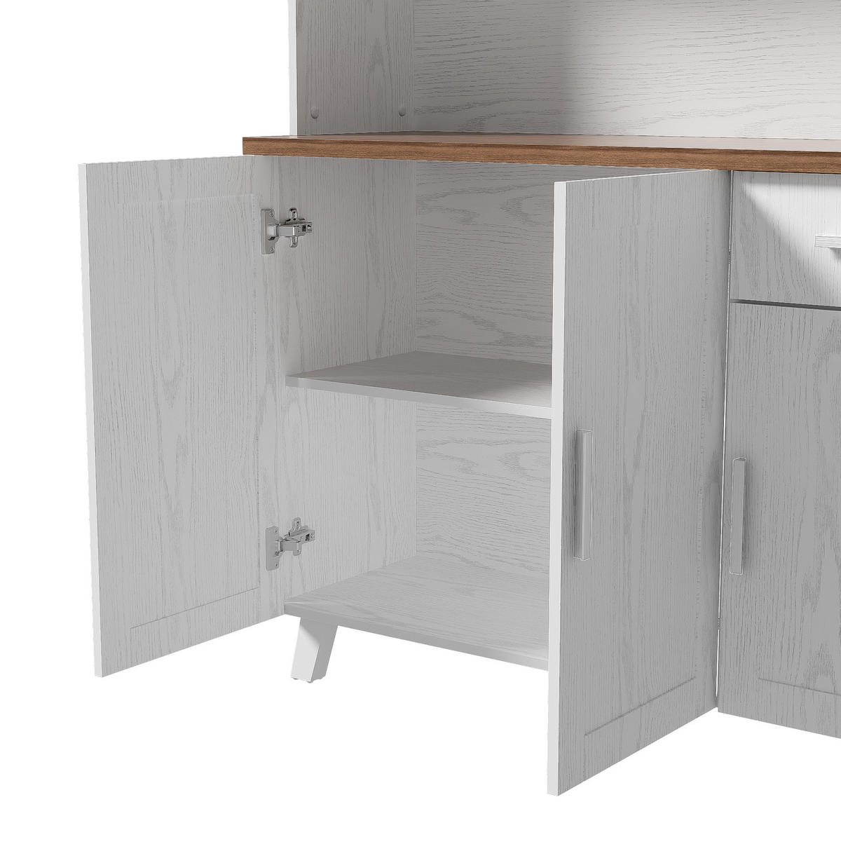 ANRICHTE Hochschrank 114/40/190 cm aus Spanplatte mit 5 Türen und Dämpfungsscharnieren Weiß/Braun - Braun, Holzwerkstoff (114/190/40cm) - Modenvie