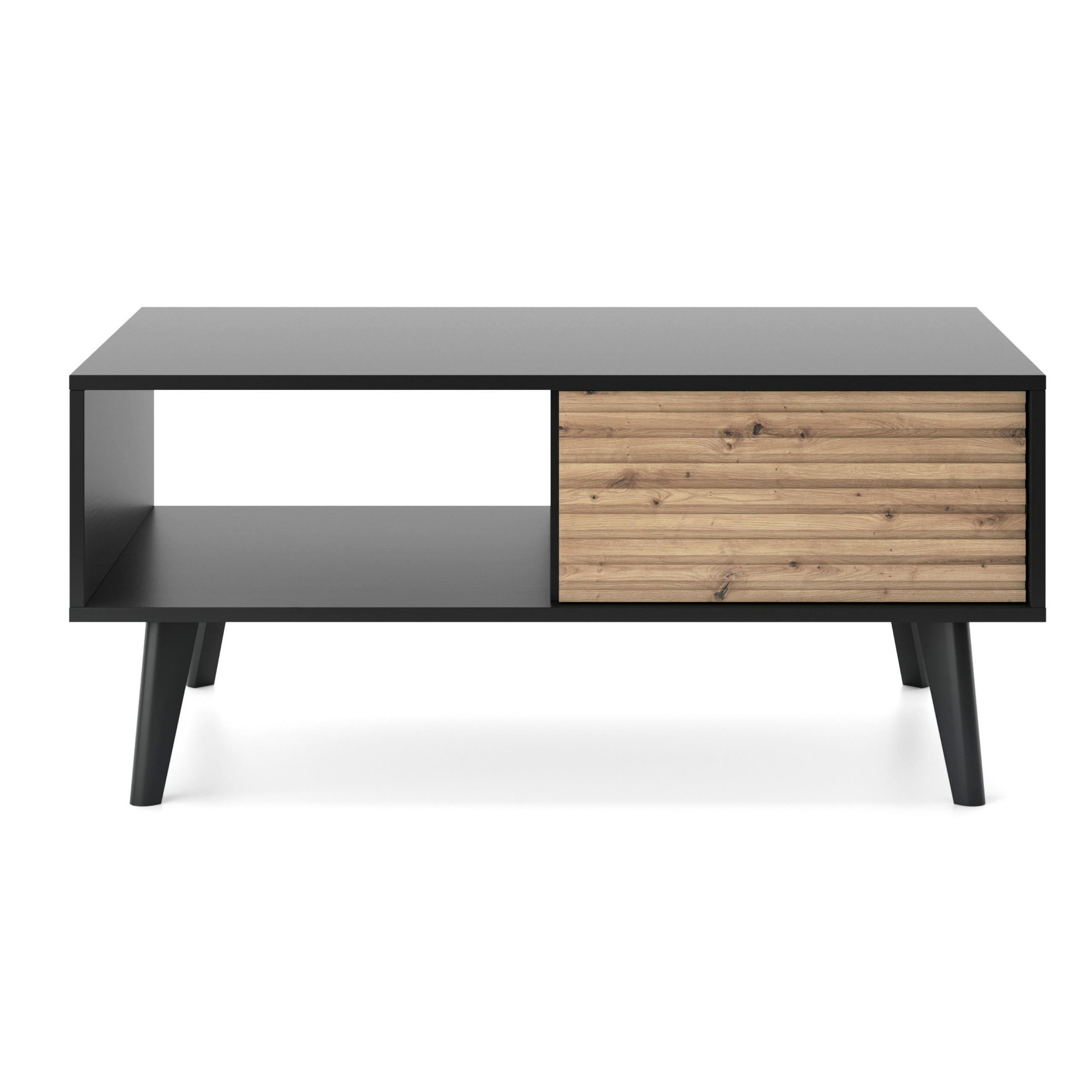 COUCHTISCH Saskatoon L104, Modernes Design, Eiche, Schwarz - Eichefarben/Eiche Artisan, Holz/Holzwerkstoff (68/104/46cm) - Komodee