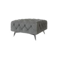 HOCKER Chesterfield Laura Grau Samt - Silberfarben/Grau, Holz/Textil (80/45/80cm) - S-Style Möbel